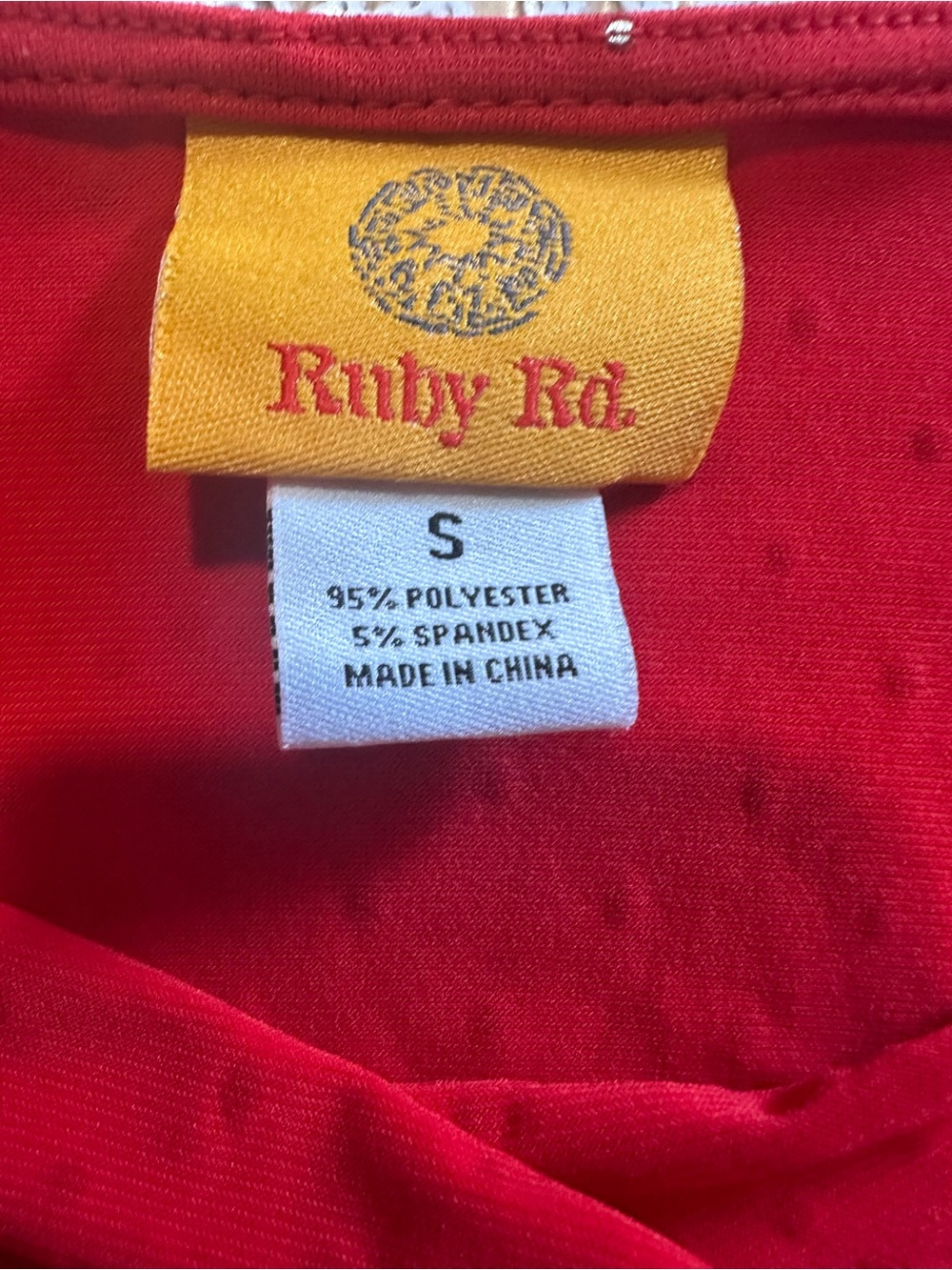 Ruby Rd Red Rhinestone Cowl Neck Long Sleeve Top Size Small - Picture 2 of 5